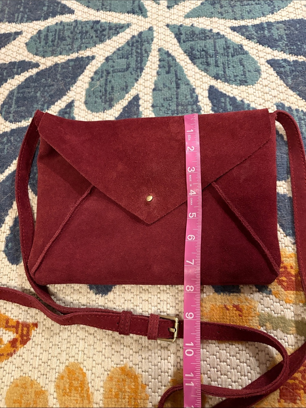 Moda Luxe Burgundy Suede Envelope Crossbody - Picture 4 of 8